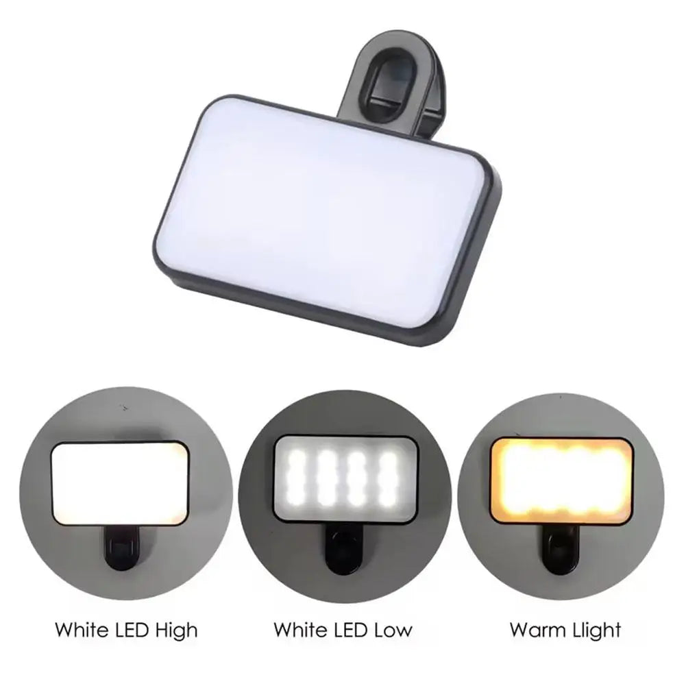 Mini LED Selfie Light – Clip-On Fill Flash for Phones, Tablets & Laptops