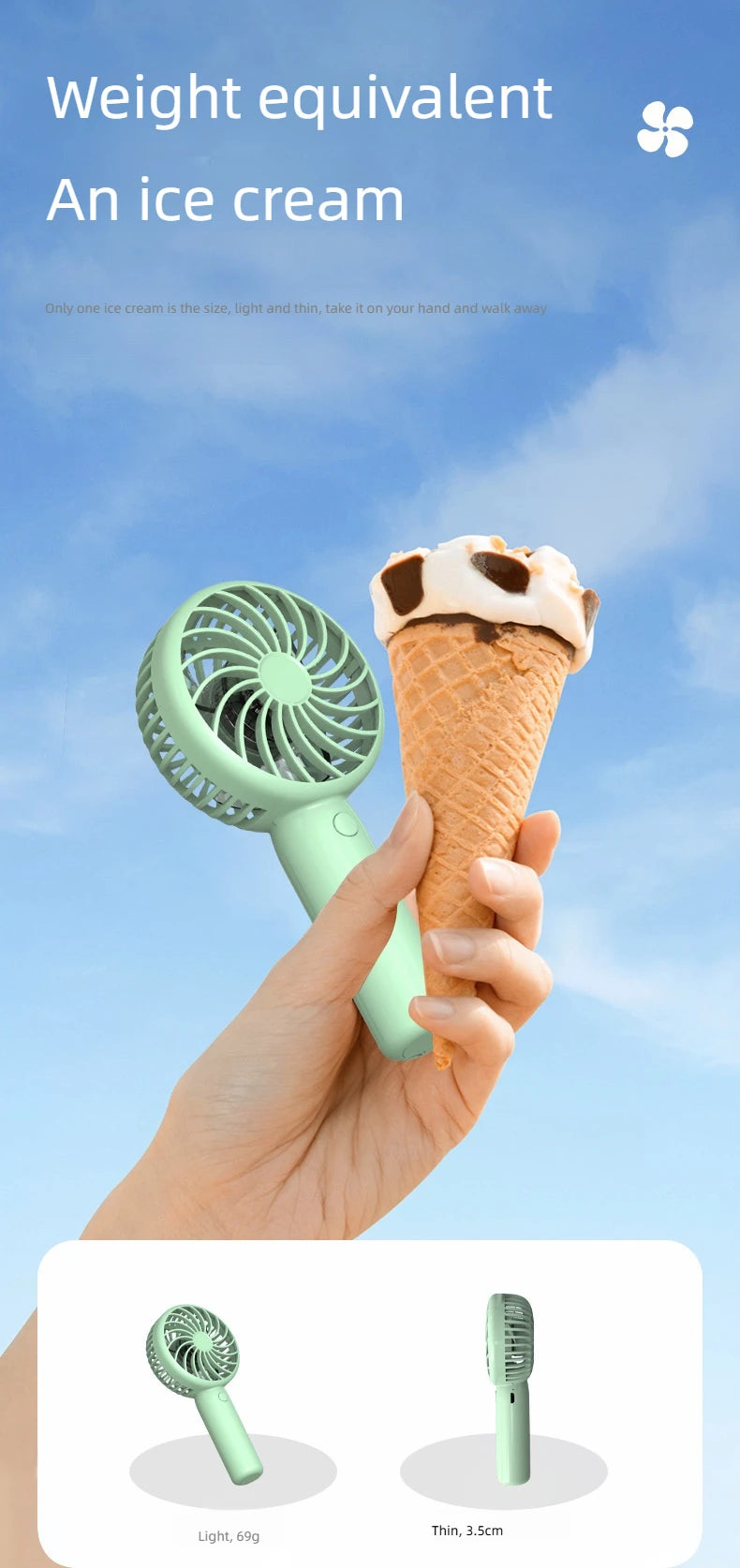 Mini Portable Handheld Fan – USB Rechargeable for Travel & Outdoors