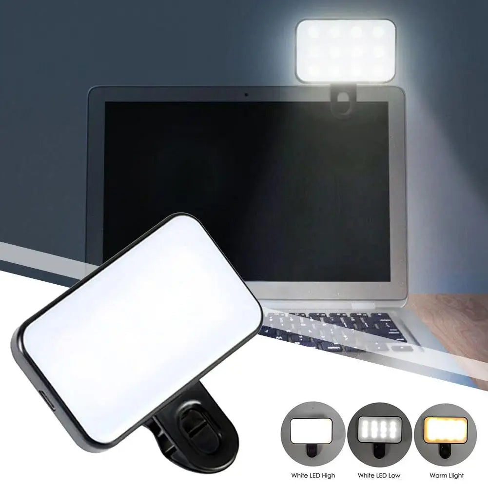 Mini LED Selfie Light – Clip-On Fill Flash for Phones, Tablets & Laptops