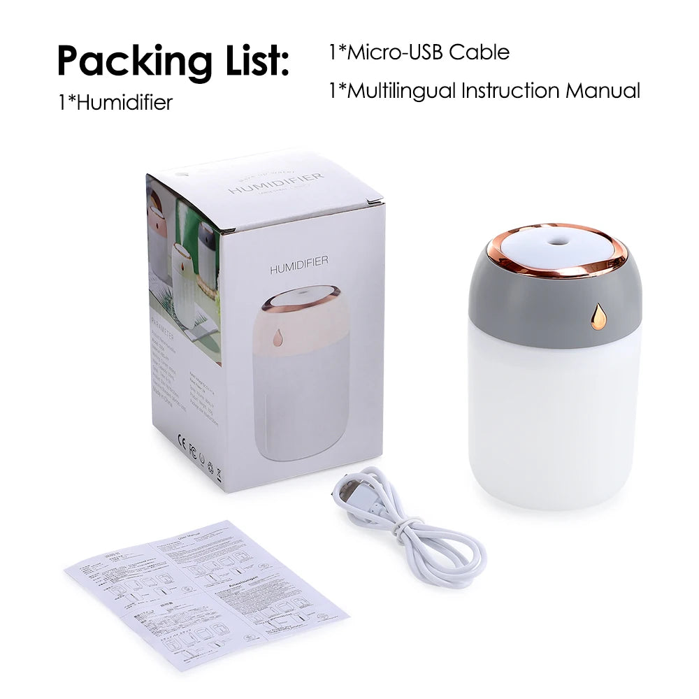 Cute Mini Air Humidifier – USB Colorful Light for Office, Car & Bedroom