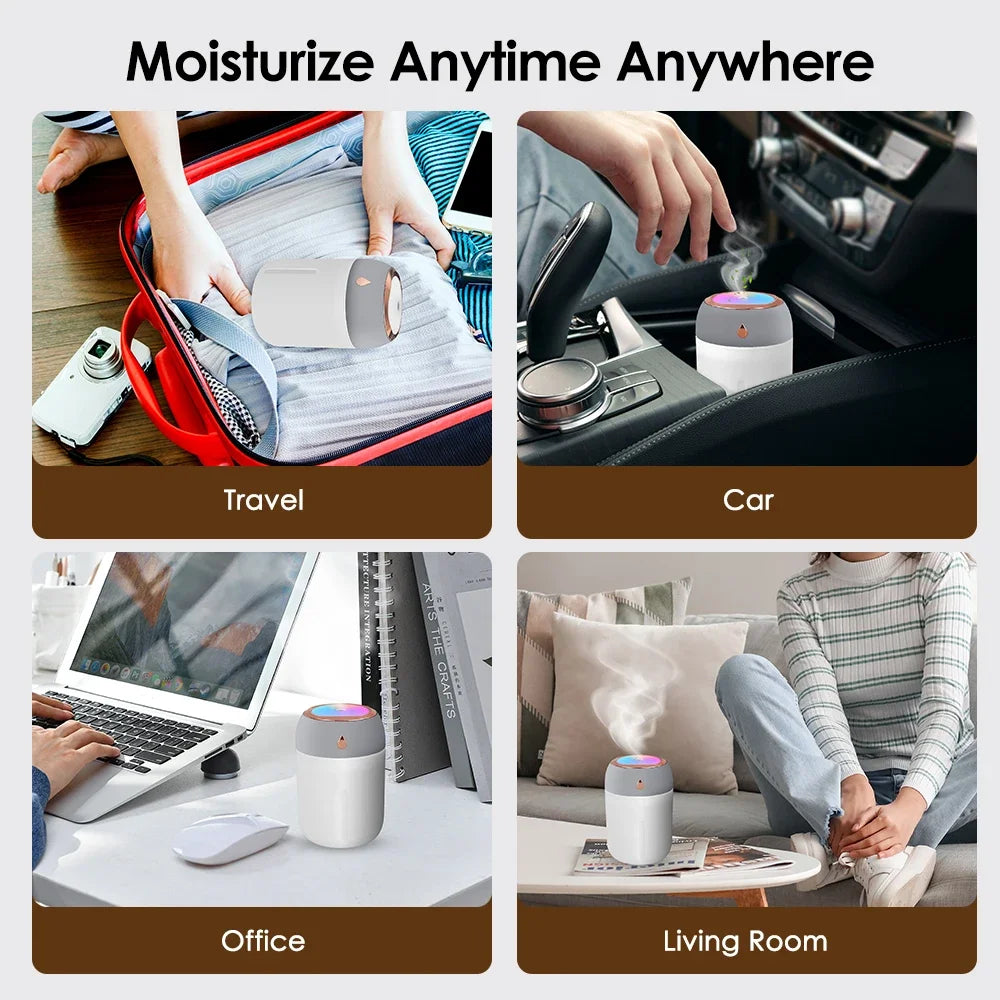 Cute Mini Air Humidifier – USB Colorful Light for Office, Car & Bedroom