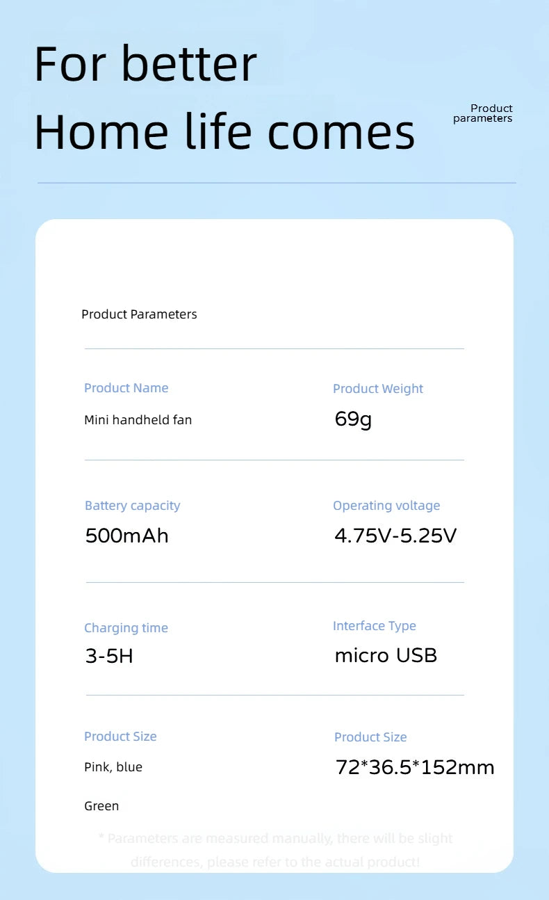 Mini Portable Handheld Fan – USB Rechargeable for Travel & Outdoors