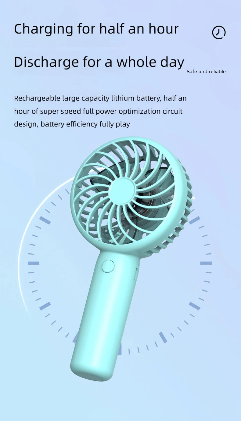 Mini Portable Handheld Fan – USB Rechargeable for Travel & Outdoors